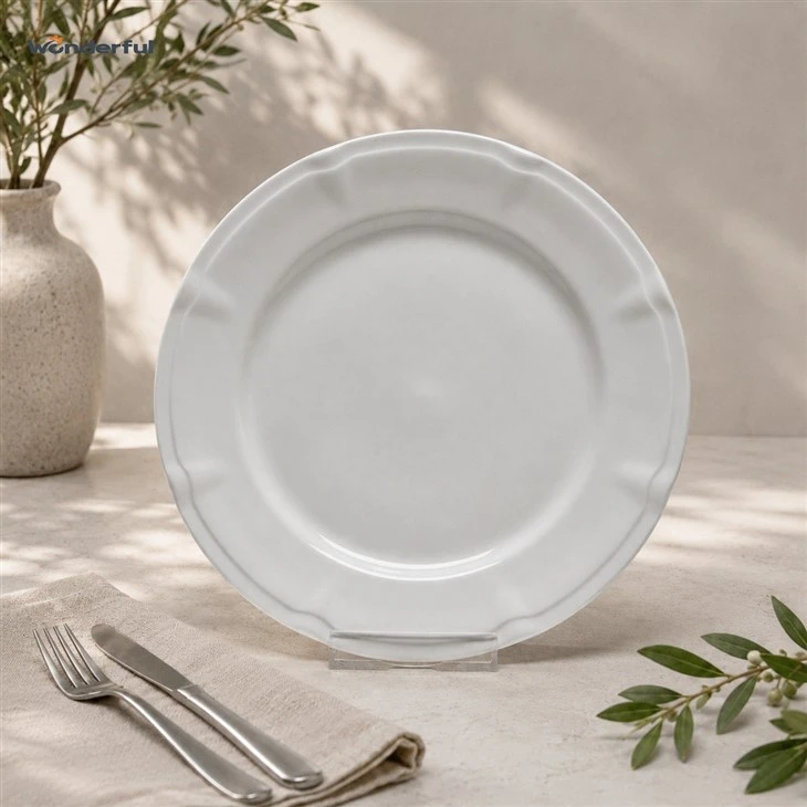 Embossed Scalloped Rim Solid White Porcelain factory