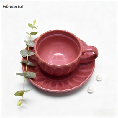 Wonderful Blush Pink Petal - Edged Ceramic Cup & Saucer